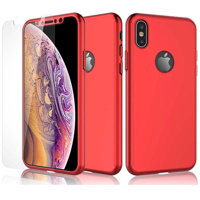 Laptop, Telefoane si Tablete - Telefoane mobile si accesorii - Accesorii Telefoane - Huse telefoane - Husa Full cover 360° (fata + spate + sticla) pentru Apple iPhone XS Max, rosie - Infinity.ro