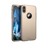 Laptop, Telefoane si Tablete - Telefoane mobile si accesorii - Accesorii Telefoane - Huse telefoane - Husa Full Cover 360° (fata + spate + geam sticla) IPAKY pentru Apple iPhone X, gold rose - Infinity.ro