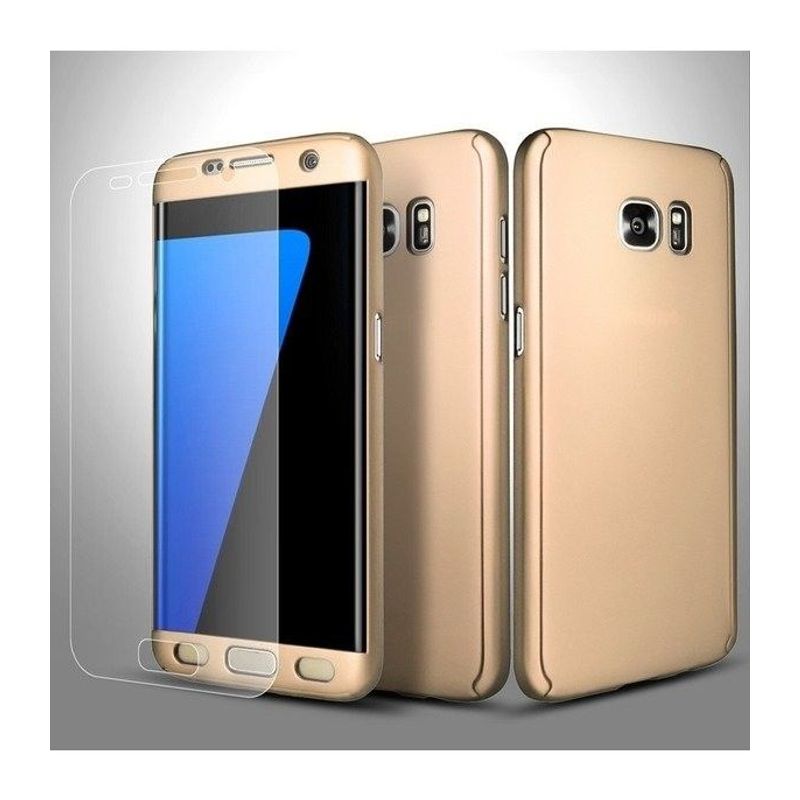 Laptop, Telefoane si Tablete - Telefoane mobile si accesorii - Accesorii Telefoane - Huse telefoane - Husa Samsung Galaxy S7 Edge Full Cover 360 Auriu + Folie de protectie - Infinity.ro