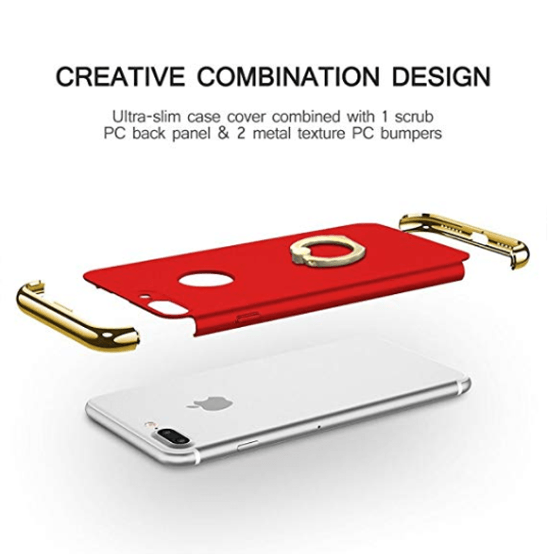 Laptop, Telefoane si Tablete - Telefoane mobile si accesorii - Accesorii Telefoane - Huse telefoane - Husa Apple iPhone 7 Plus, MyStyle Elegance Luxury 3in1 Ring Red - Infinity.ro