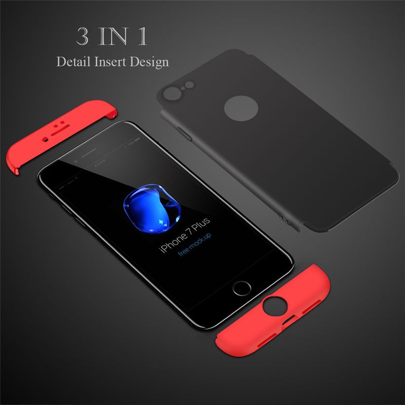 Laptop, Telefoane si Tablete - Telefoane mobile si accesorii - Accesorii Telefoane - Huse telefoane - Husa TotulPerfect telefon Apple Iphone 7 Plus ofera protectie Subtire 3in1 Lux Design Red-Black + Folie Sticla - Infinity.ro