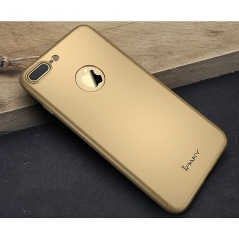 Laptop, Telefoane si Tablete - Telefoane mobile si accesorii - Accesorii Telefoane - Huse telefoane - Husa FullBody MyStyle iPaky, Apple iPhone 8 Plus, Acoperire completa 360 grade, Folie de protectie, Gold - Infinity.ro