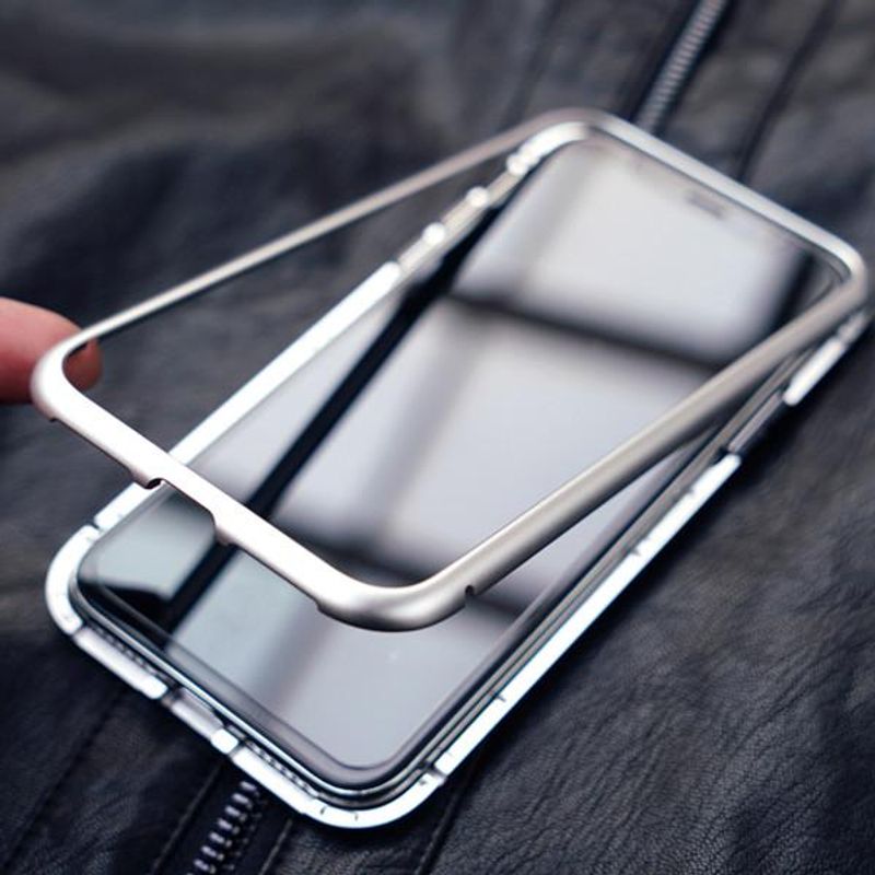 Laptop, Telefoane si Tablete - Telefoane mobile si accesorii - Accesorii Telefoane - Huse telefoane - Husa compatibila cu Apple pentru Iphone 8 Magnetica Silver, MyStyle Perfect Fit cu spate de sticla securizata premium - Infinity.ro