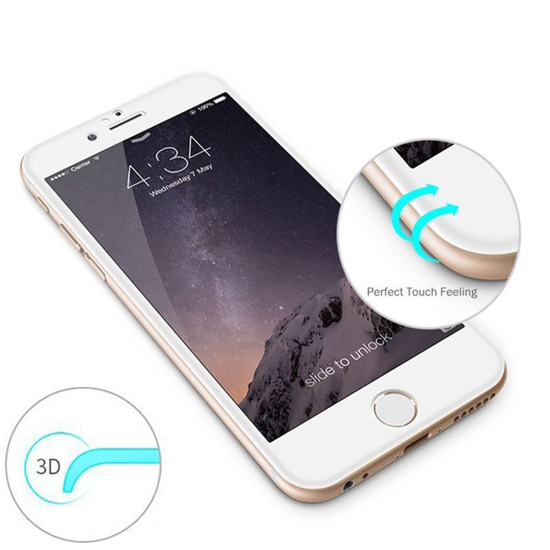 Laptop, Telefoane si Tablete - Telefoane mobile si accesorii - Accesorii Telefoane - Folii protectie telefoane - Folie Sticla 3D iPhone 7 / iPhone 8 Alba Full Cover Protectie Ecran Antisoc Tempered Glass HC - Infinity.ro