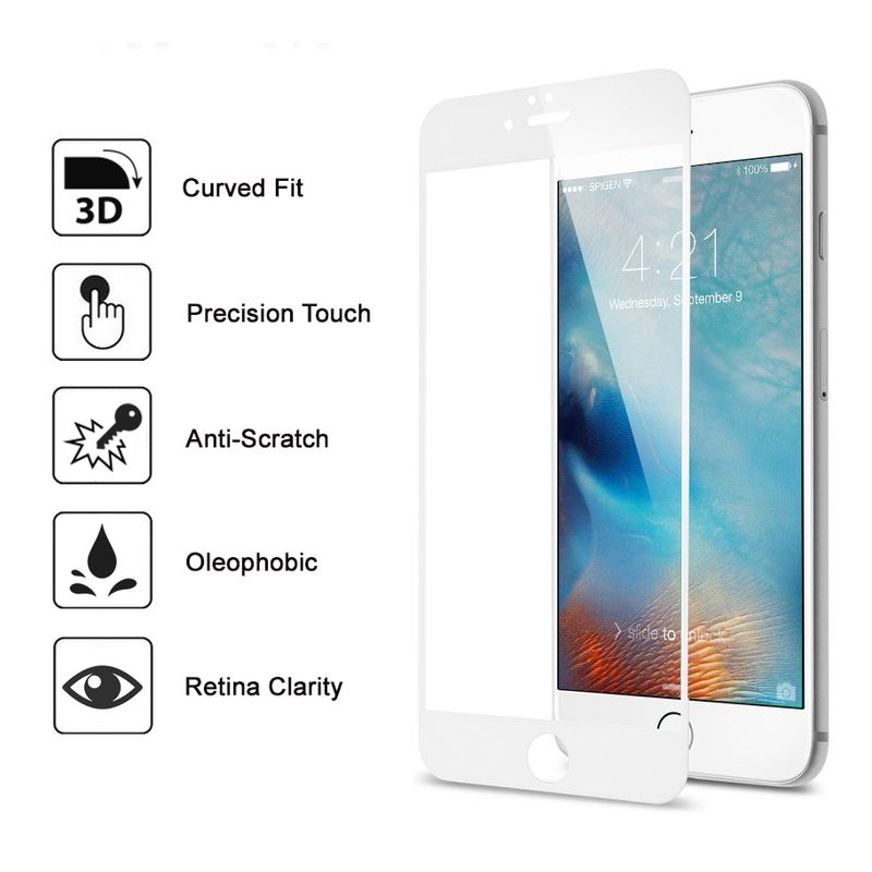 Laptop, Telefoane si Tablete - Telefoane mobile si accesorii - Accesorii Telefoane - Folii protectie telefoane - Folie Sticla 3D iPhone 7 / iPhone 8 Alba Full Cover Protectie Ecran Antisoc Tempered Glass HC - Infinity.ro