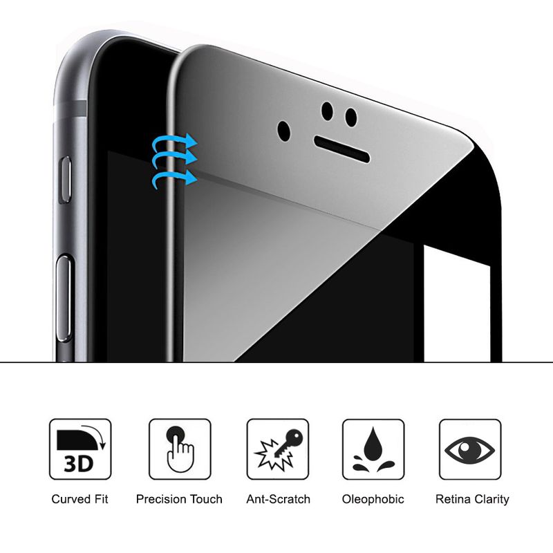Laptop, Telefoane si Tablete - Telefoane mobile si accesorii - Accesorii Telefoane - Folii protectie telefoane - Folie Sticla 3D iPhone 7 / iPhone 8 Neagra Full Cover Protectie Ecran Antisoc Tempered Glass HC - Infinity.ro