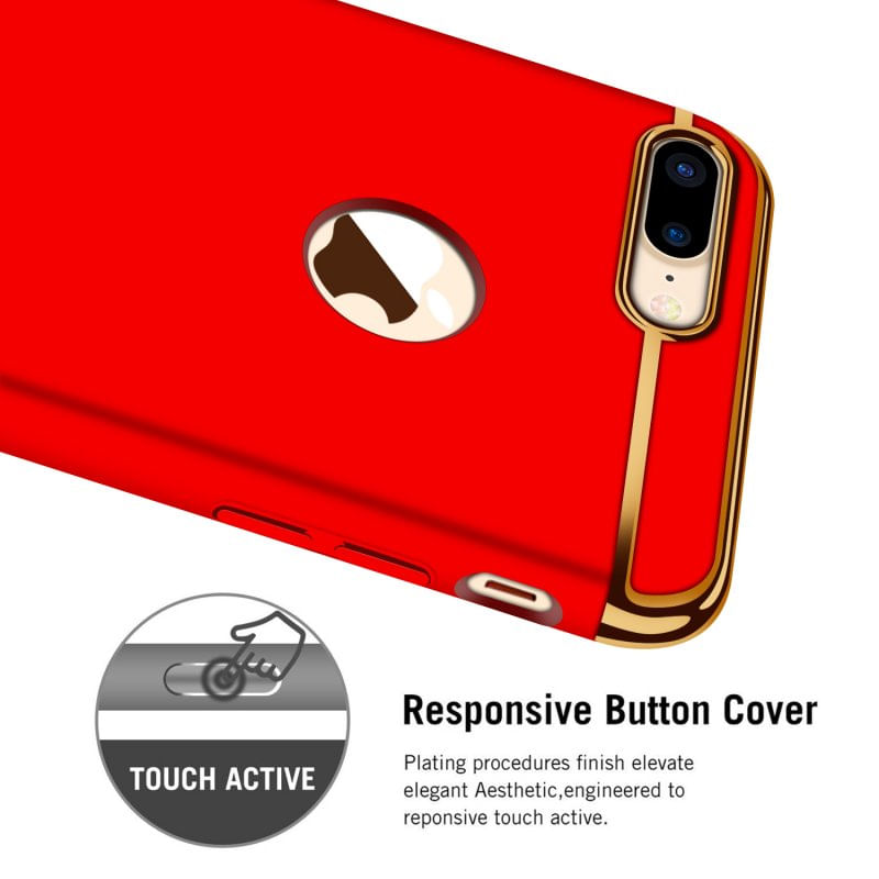 Laptop, Telefoane si Tablete - Telefoane mobile si accesorii - Accesorii Telefoane - Huse telefoane - Husa telefon Apple Iphone 8 Plus ofera protectie 3in1 Ultrasubtire Lux Red Matte G Ring - Infinity.ro