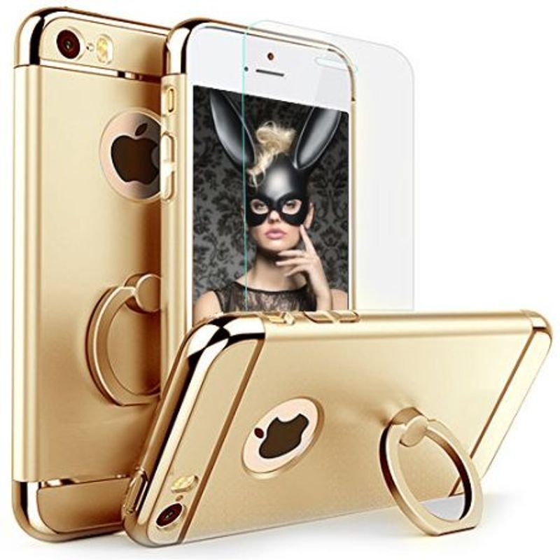 Laptop, Telefoane si Tablete - Telefoane mobile si accesorii - Accesorii Telefoane - Huse telefoane - Pachet husa Apple iPhone 6/6S, MyStyle Elegance Luxury 3in1 Ring Gold, folie de sticla gratis - Infinity.ro
