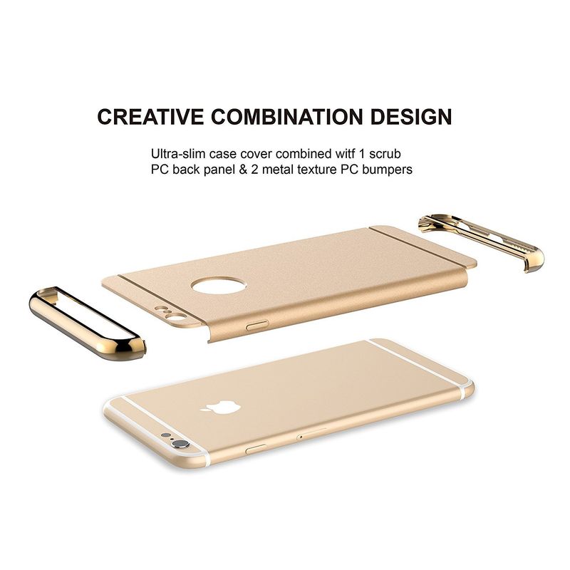 Laptop, Telefoane si Tablete - Telefoane mobile si accesorii - Accesorii Telefoane - Huse telefoane - Husa telefon Iphone 6/6S offera protectie 360° 3in1 Ultrasubtire - Gold - Infinity.ro
