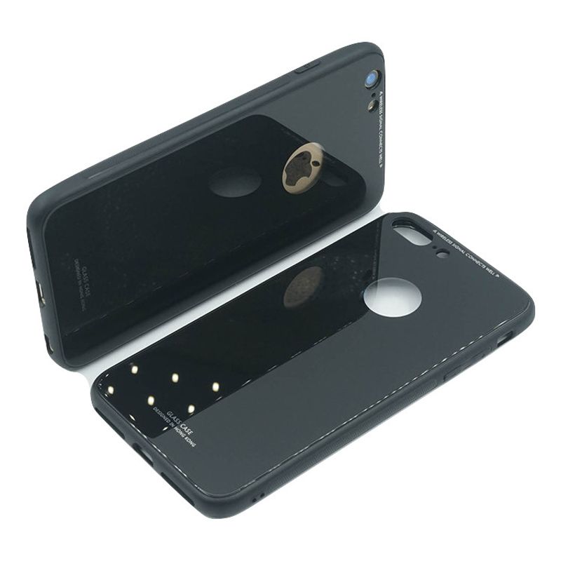 Laptop, Telefoane si Tablete - Telefoane mobile si accesorii - Accesorii Telefoane - Huse telefoane - Husa Apple iPhone 6 Plus/6S Plus, MyStyle Back Glass, husa cu sticla securizata pe spate de culoare neagra - Infinity.ro