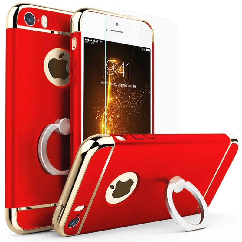 Laptop, Telefoane si Tablete - Telefoane mobile si accesorii - Accesorii Telefoane - Huse telefoane - Husa telefon Iphone 6 Plus / 6S Plus offera protectie 360° 3in1 Ultrasubtire - Red S Matte Ring + Folie - Infinity.ro