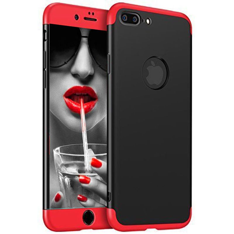 Laptop, Telefoane si Tablete - Telefoane mobile si accesorii - Accesorii Telefoane - Huse telefoane - Husa telefon Iphone 8 Plus ofera protectie Completa 3in1 Ultrasubtire Lux Black&Red Matte - Infinity.ro
