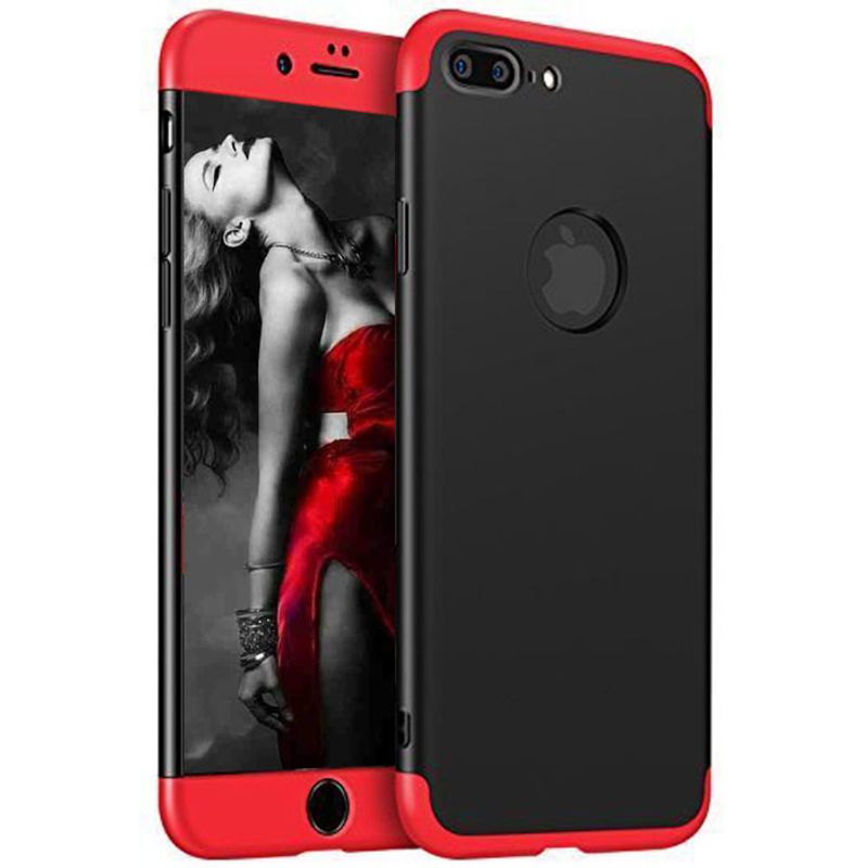 Laptop, Telefoane si Tablete - Telefoane mobile si accesorii - Accesorii Telefoane - Huse telefoane - Husa telefon Iphone 8 Plus ofera protectie Completa 3in1 Ultrasubtire Lux Black&Red Matte - Infinity.ro