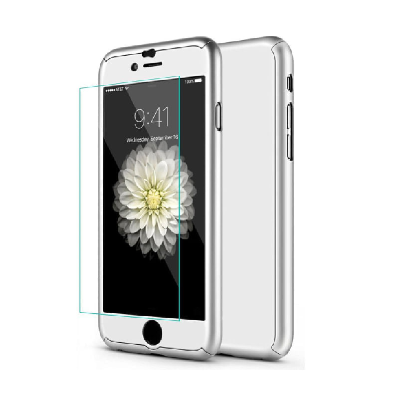 Laptop, Telefoane si Tablete - Telefoane mobile si accesorii - Accesorii Telefoane - Huse telefoane - Husa pentru Iphone 7 Full Cover 360 + folie sticla, Silver - Infinity.ro