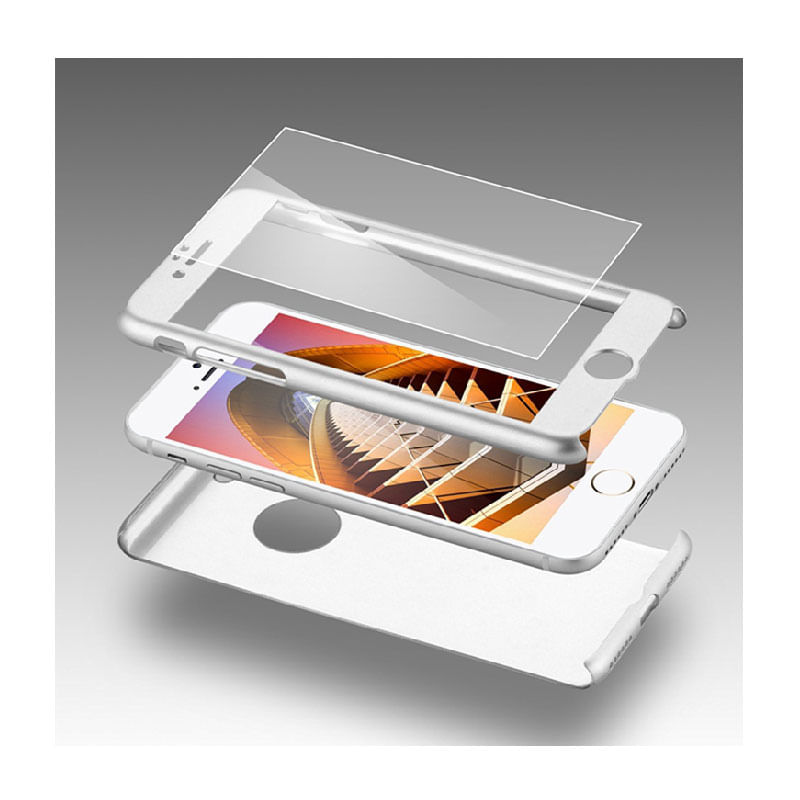 Laptop, Telefoane si Tablete - Telefoane mobile si accesorii - Accesorii Telefoane - Huse telefoane - Husa Aisi Iphone 7 Full Cover 360 + folie sticla, Silver - Infinity.ro
