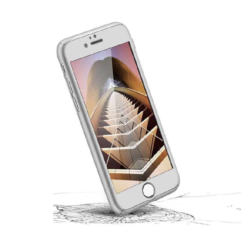 Laptop, Telefoane si Tablete - Telefoane mobile si accesorii - Accesorii Telefoane - Huse telefoane - Husa pentru Iphone 7 Full Cover 360 + folie sticla, Silver - Infinity.ro