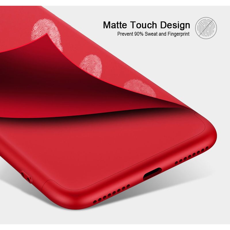 Laptop, Telefoane si Tablete - Telefoane mobile si accesorii - Accesorii Telefoane - Huse telefoane - Husa telefon Apple Iphone 8 Plus 360 ofera protectie Completa Ultrasubtire Lux Design Red + Folie Sticla - Infinity.ro