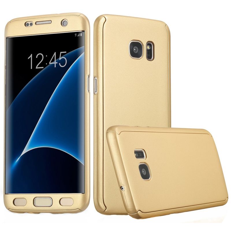 Laptop, Telefoane si Tablete - Telefoane mobile si accesorii - Accesorii Telefoane - Huse telefoane - Husa Full Cover 360 (fata + spate) pentru Samsung Galaxy S7 Edge, Gold - Infinity.ro