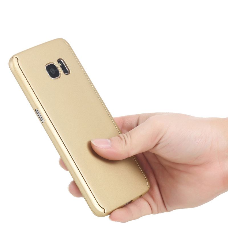 Laptop, Telefoane si Tablete - Telefoane mobile si accesorii - Accesorii Telefoane - Huse telefoane - Husa Full Cover 360 (fata + spate) pentru Samsung Galaxy S7 Edge, Gold - Infinity.ro