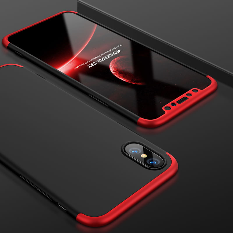 Laptop, Telefoane si Tablete - Telefoane mobile si accesorii - Accesorii Telefoane - Huse telefoane - Husa Full Cover 360 GKK Apple iPhone X, iPhone 10 - Negru-Rosu - Infinity.ro