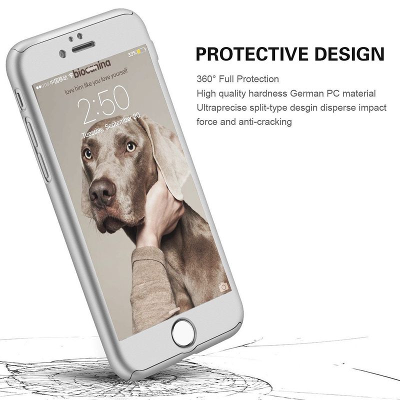 Laptop, Telefoane si Tablete - Telefoane mobile si accesorii - Accesorii Telefoane - Huse telefoane - Husa telefon Iphone 8 Plus ofera protectie 360° Ultrasubtire + Folie Sticla Silver - Infinity.ro