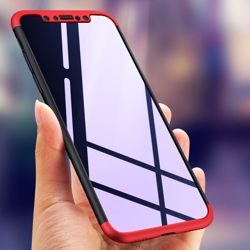 Laptop, Telefoane si Tablete - Telefoane mobile si accesorii - Accesorii Telefoane - Huse telefoane - Husa Full Cover 360 GKK Apple iPhone X, iPhone 10 - Negru-Rosu - Infinity.ro