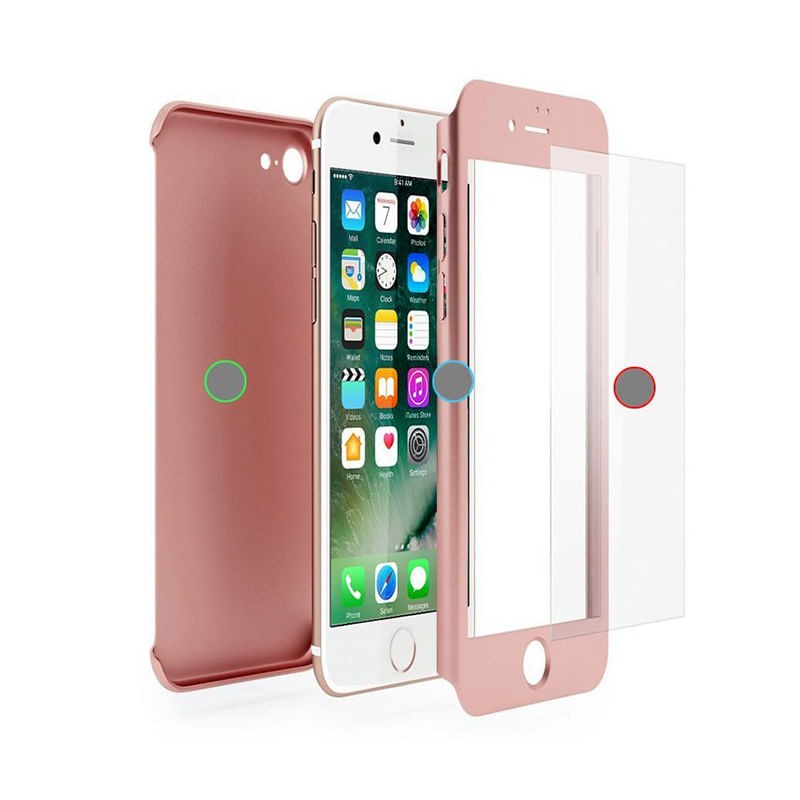 Laptop, Telefoane si Tablete - Telefoane mobile si accesorii - Accesorii Telefoane - Huse telefoane - Husa Ipaky Iphone 6/6S Full Cover 360 + folie sticla, Rose Gold - Infinity.ro
