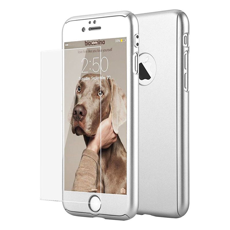 Laptop, Telefoane si Tablete - Telefoane mobile si accesorii - Accesorii Telefoane - Huse telefoane - Husa telefon Iphone 8 Plus ofera protectie 360° Ultrasubtire + Folie Sticla Silver - Infinity.ro