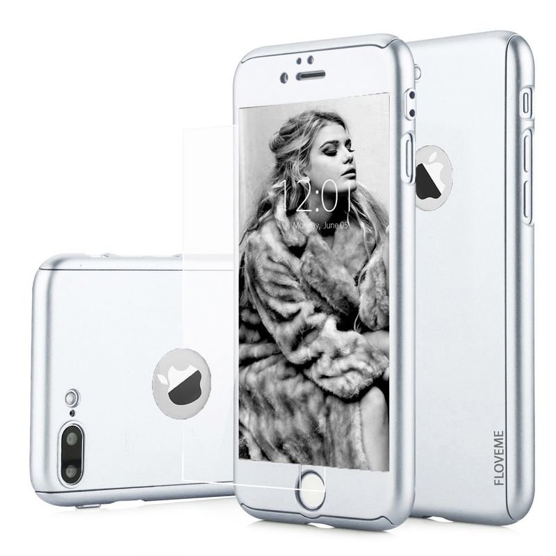 Laptop, Telefoane si Tablete - Telefoane mobile si accesorii - Accesorii Telefoane - Huse telefoane - Husa telefon Iphone 8 Plus ofera protectie 360° Ultrasubtire + Folie Sticla Silver - Infinity.ro