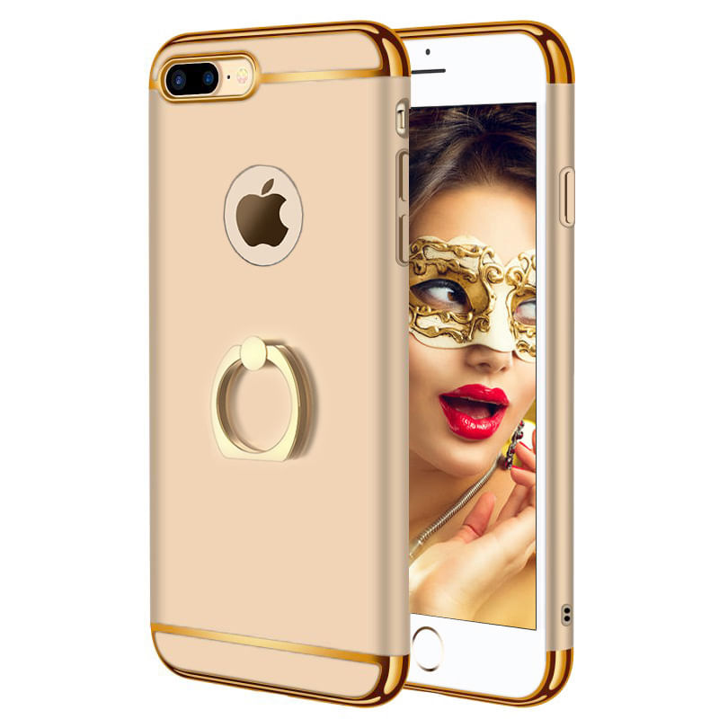 Laptop, Telefoane si Tablete - Telefoane mobile si accesorii - Accesorii Telefoane - Huse telefoane - Husa telefon Apple Iphone 8 ofera protectie 3in1 Ultrasubtire Lux Gold Matte G Ring - Infinity.ro