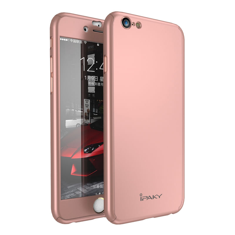 Laptop, Telefoane si Tablete - Telefoane mobile si accesorii - Accesorii Telefoane - Huse telefoane - Husa IPAKY Fashion - Full Protection 360 - Iphone 6 Plus / 6S Plus (Rose Gold) cu Folie Protectie Ecran - Infinity.ro
