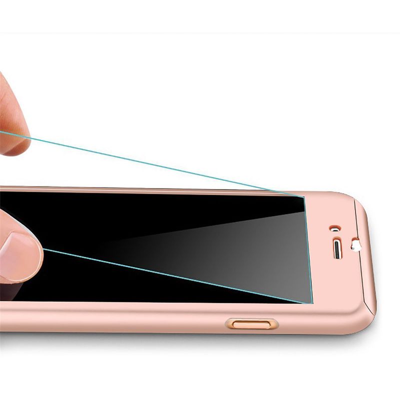 Laptop, Telefoane si Tablete - Telefoane mobile si accesorii - Accesorii Telefoane - Huse telefoane - Husa Full Cover (fata + spate + geam sticla) pentru Apple iPhone 6 / 6S, Rose Gold - Infinity.ro