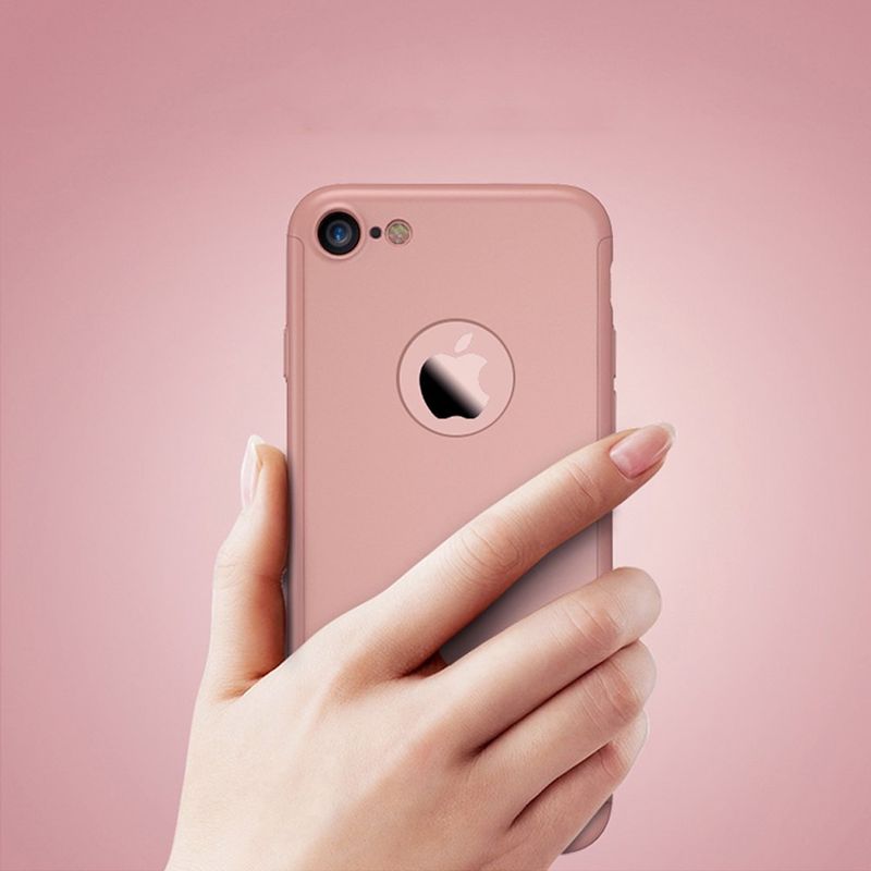 Laptop, Telefoane si Tablete - Telefoane mobile si accesorii - Accesorii Telefoane - Huse telefoane - Husa Ipaky Originala Iphone 8 Plus Full Cover 360 + folie sticla, Rose Gold - Infinity.ro