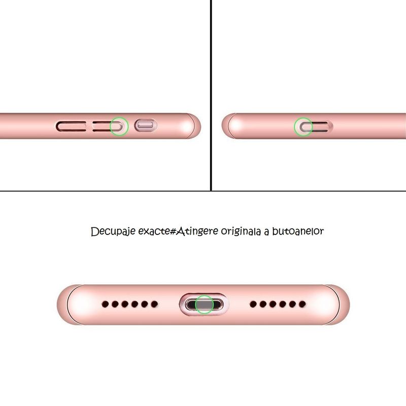 Laptop, Telefoane si Tablete - Telefoane mobile si accesorii - Accesorii Telefoane - Huse telefoane - Husa Ipaky Originala Iphone 8 Plus Full Cover 360 + folie sticla, Rose Gold - Infinity.ro