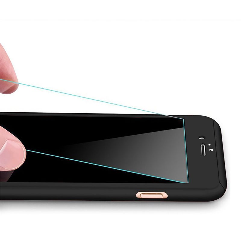 Laptop, Telefoane si Tablete - Telefoane mobile si accesorii - Accesorii Telefoane - Huse telefoane - Husa Full Cover 360° (fata + spate + folie sticla) pentru iPhone 8, Negru - Infinity.ro