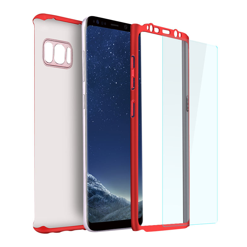 Laptop, Telefoane si Tablete - Telefoane mobile si accesorii - Accesorii Telefoane - Huse telefoane - Husa 360° Matte Full Protection - Samsung Galaxy S8 - Rosu - (fata + spate + folie de protectie din silicon) - Infinity.ro