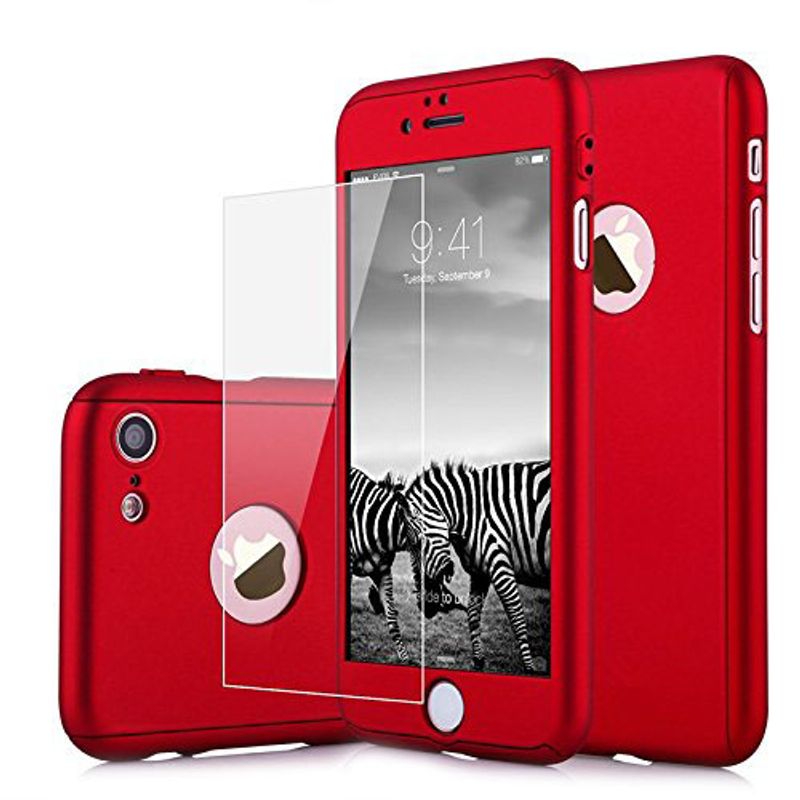 Laptop, Telefoane si Tablete - Telefoane mobile si accesorii - Accesorii Telefoane - Huse telefoane - Husa Carcasa telefon Iphone 6/6S Plus Protejeaza 360° Ultrasubtire + Folie Sticla - Red - Infinity.ro