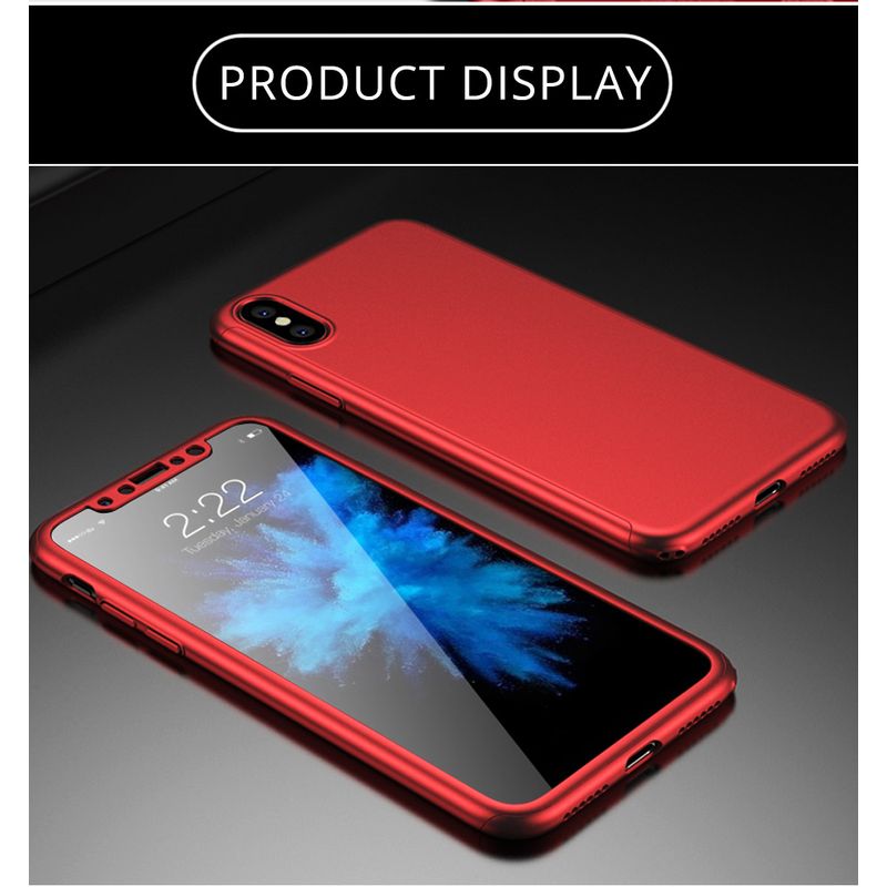 Laptop, Telefoane si Tablete - Telefoane mobile si accesorii - Accesorii Telefoane - Huse telefoane - Husa Full Cover 360° (fata + spate + folie sticla) iPhone X, Red - Infinity.ro
