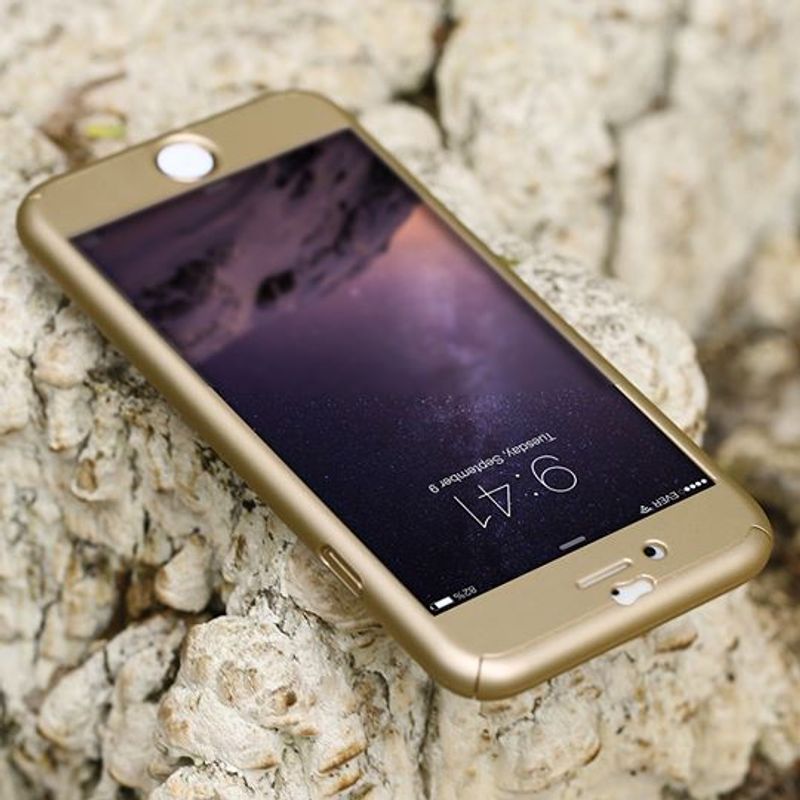 Laptop, Telefoane si Tablete - Telefoane mobile si accesorii - Accesorii Telefoane - Huse telefoane - Husa Fullbody MyStyle Gold compatibila cu Apple iPhone 8 Plus acoperire completa 360 grade cu folie de sticla gratis - Infinity.ro