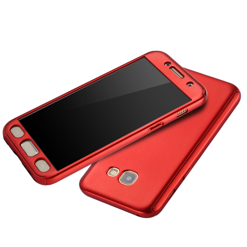 Laptop, Telefoane si Tablete - Telefoane mobile si accesorii - Accesorii Telefoane - Huse telefoane - Husa 360° Matte Full Protection - Samsung Galaxy A3 2017 - Rosu - (fata + spate + geam sticla) - Infinity.ro