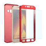 Laptop, Telefoane si Tablete - Telefoane mobile si accesorii - Accesorii Telefoane - Huse telefoane - Husa 360° Matte Full Protection - Samsung Galaxy A3 2017 - Rosu - (fata + spate + geam sticla) - Infinity.ro