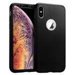 Laptop, Telefoane si Tablete - Telefoane mobile si accesorii - Accesorii Telefoane - Huse telefoane - Husa 360° Full Protection - pentru iPhone XS MAX - Negru - (fata + spate + folie de protectie din sticla) - Infinity.ro
