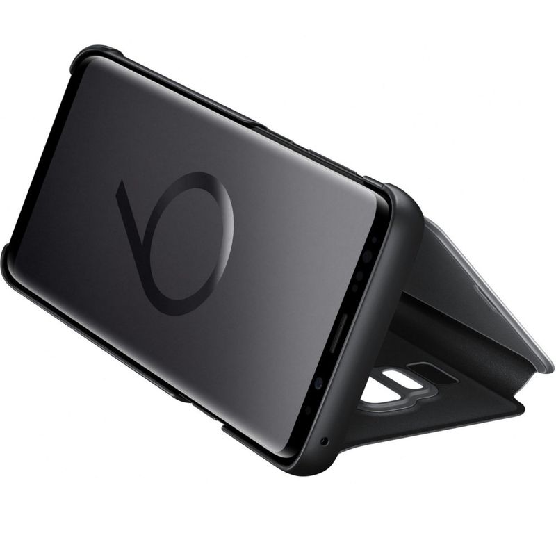 Laptop, Telefoane si Tablete - Telefoane mobile si accesorii - Accesorii Telefoane - Huse telefoane - Husa Protectie Flip Cover, Clear View, Mirror, Stand, compatibila cu Samsung Galaxy S9 Plus, Negru, PlanetPhone® - Infinity.ro