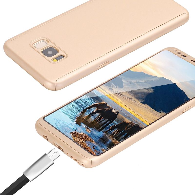 Laptop, Telefoane si Tablete - Telefoane mobile si accesorii - Accesorii Telefoane - Huse telefoane - Husa Full Cover 360° (fata + spate) pentru Samsung Galaxy S8 Plus, Gold - Infinity.ro