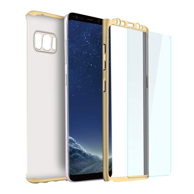 Laptop, Telefoane si Tablete - Telefoane mobile si accesorii - Accesorii Telefoane - Huse telefoane - Husa 360° Matte Full Protection - Samsung Galaxy S8 - Auriu - (fata + spate + folie de protectie din silicon) - Infinity.ro