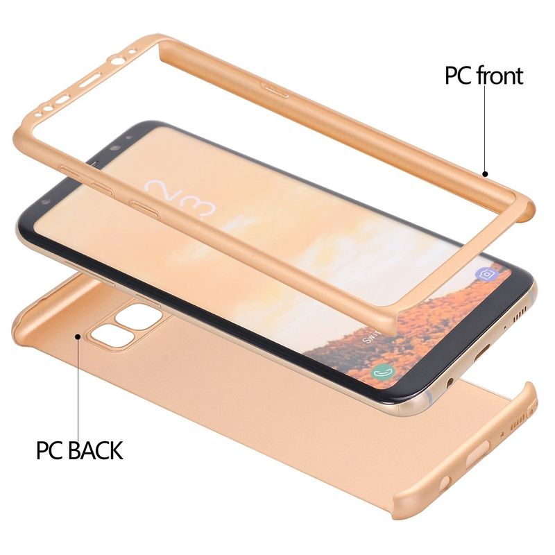 Laptop, Telefoane si Tablete - Telefoane mobile si accesorii - Accesorii Telefoane - Huse telefoane - Husa Full Cover 360° (fata + spate) pentru Samsung Galaxy S8 Plus, Gold - Infinity.ro