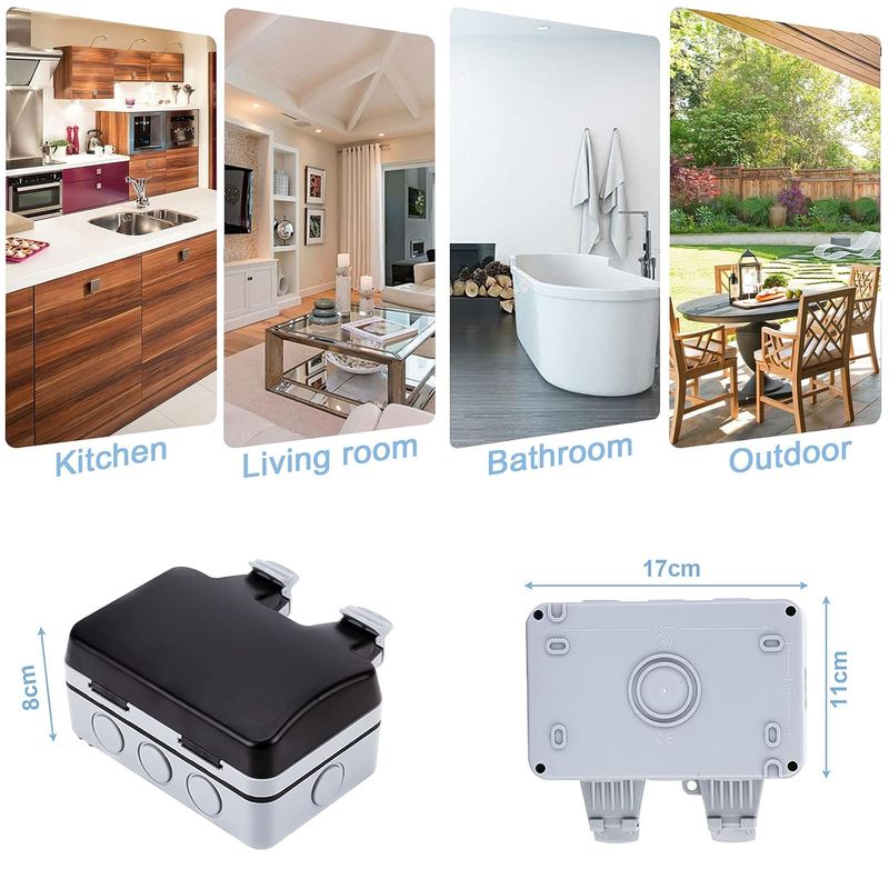 Casa si Gradina - Electrice - Prize - Priza exterioara impermeabil IP66, dubla, pentru utilizare in exterior, 220V, 16A, ABS - Infinity.ro