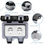 Casa si Gradina - Electrice - Prize - Priza exterioara impermeabil IP66, dubla, pentru utilizare in exterior, 220V, 16A, ABS - Infinity.ro