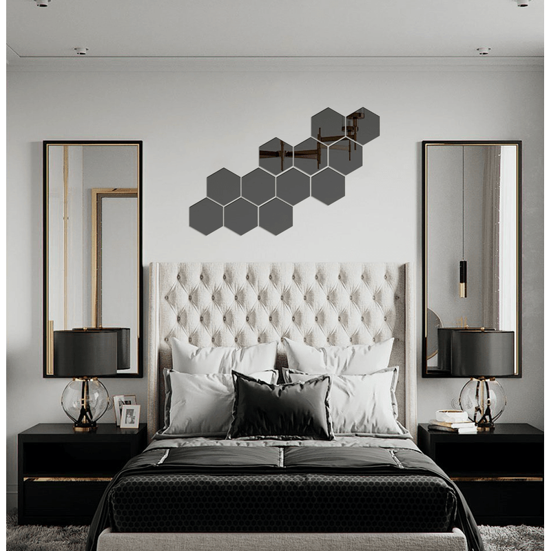 Auto si Moto - Intretinere auto - Stickere auto - Set 12 stickere auto-adezive, tip oglinda decorativa, 3D, Negru, 126x110x63mm - Infinity.ro