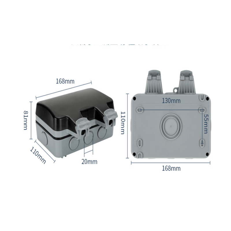 Casa si Gradina - Electrice - Prize - Priza dubla pentru exterior, montare la suprafata, rezistenta la intemperii si praf, Policarbonat, Gri/Alb - Infinity.ro